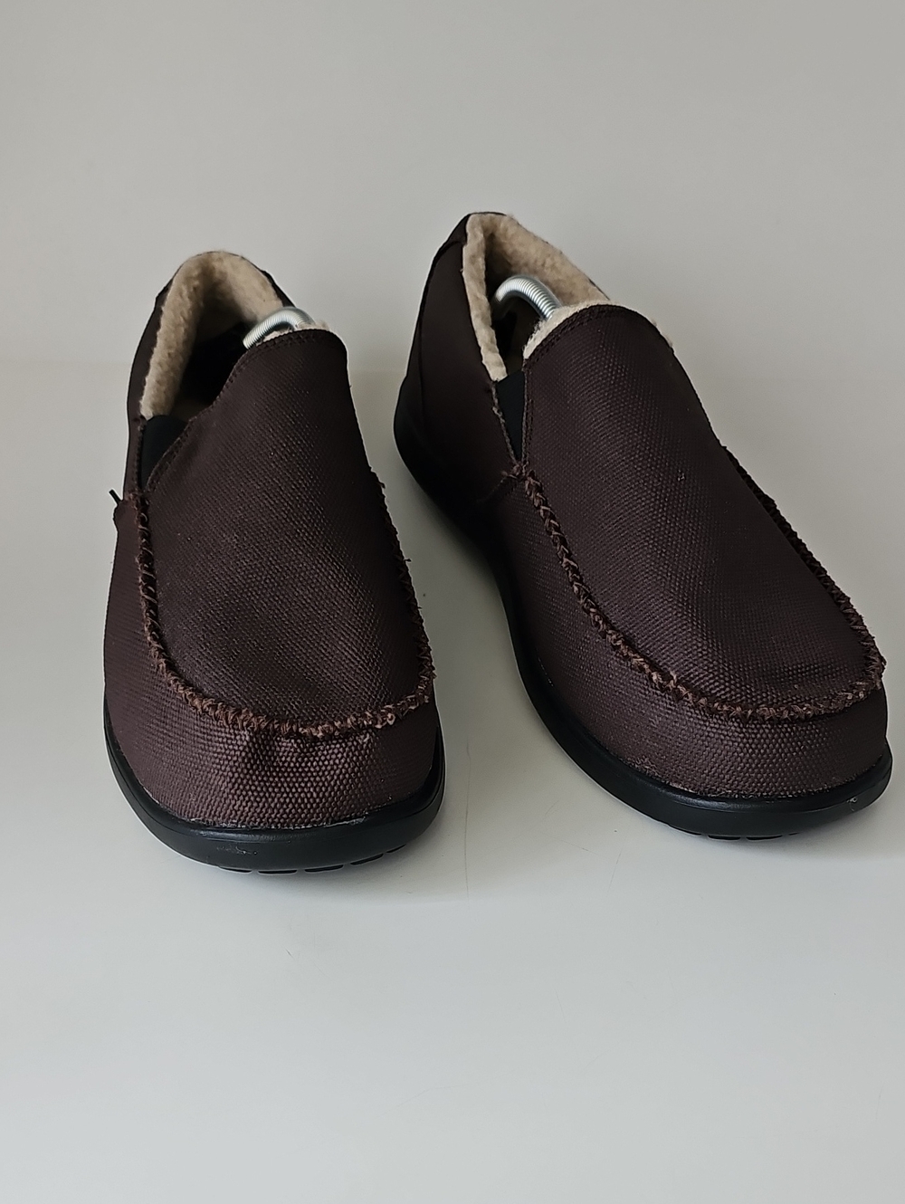 CROCS Men's Santa Cruz Dark Brown Canvas Slip-On Loafers Size 12 Shoes